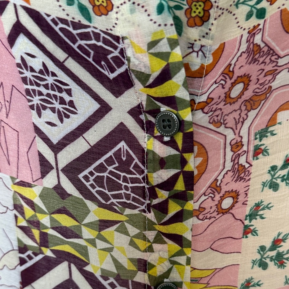 POL Oversized Patchwork Print Button Down SzS Bea… - image 4